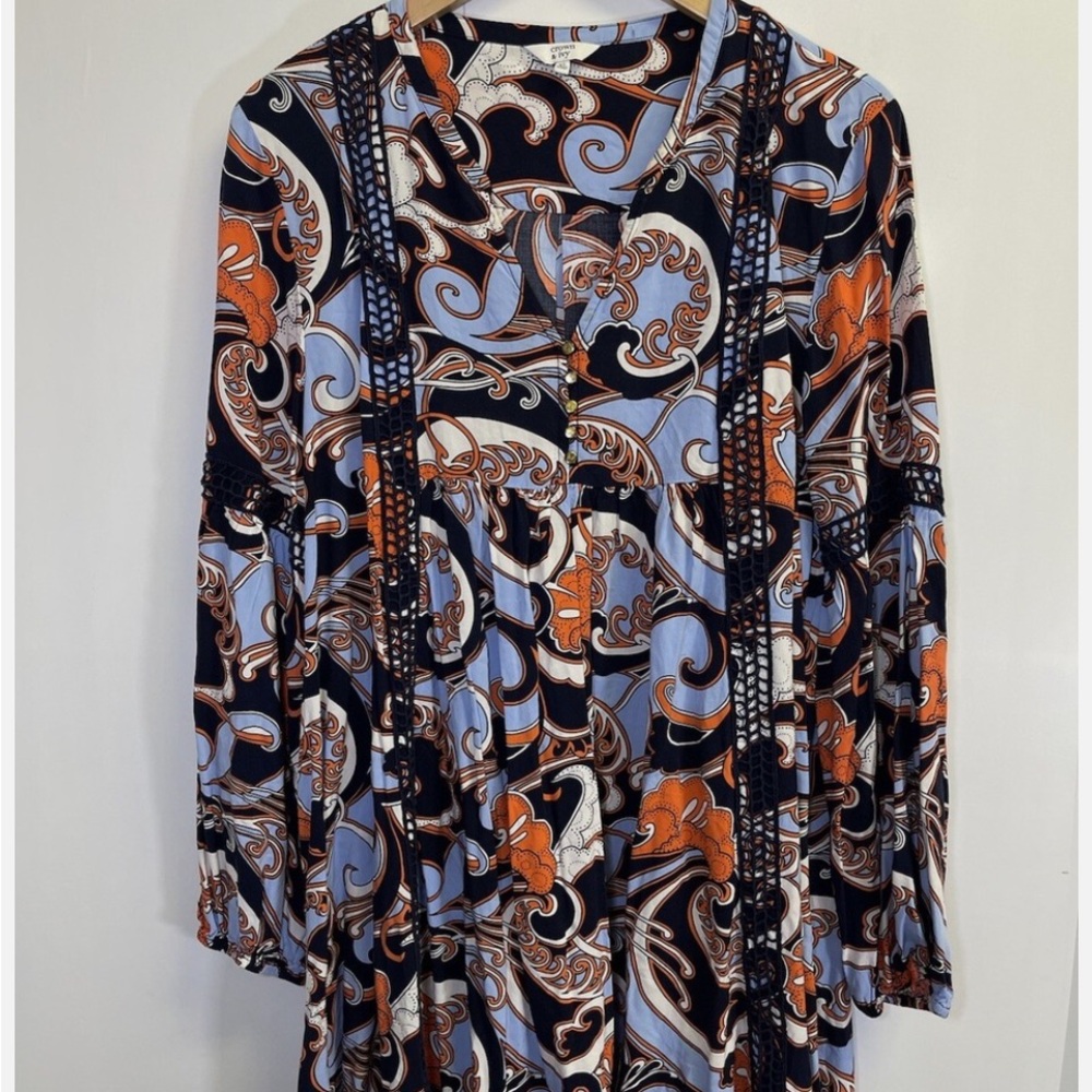 Crown & Ivy Multicolor Paisley Dress, Sz Large
